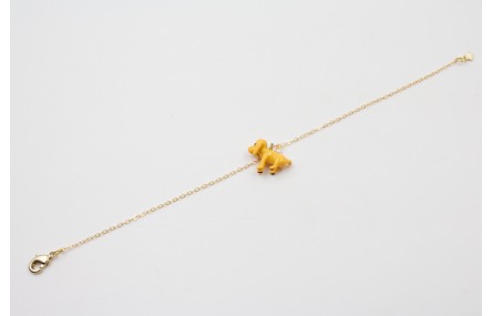 Pulsera cadena eslabón pequeño dorado con perro CO