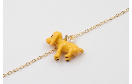 Pulsera cadena eslabón pequeño dorado con perro CO
