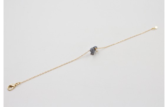 Pulsera cadena eslabón pequeño dorado con perro SA