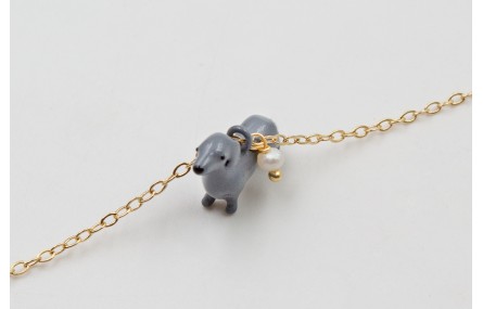 Pulsera cadena eslabón pequeño dorado con perro SA