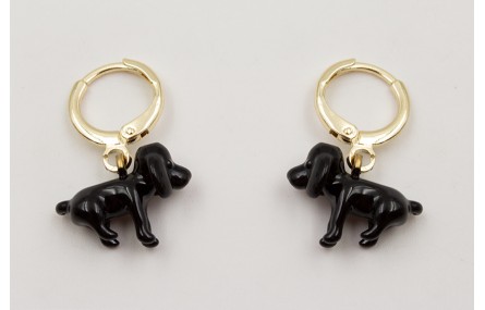 Pendientes cierre aro dorado con perro COCKER pint