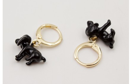 Pendientes cierre aro dorado con perro COCKER pint