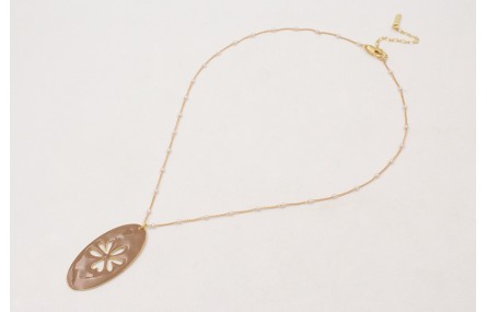 Solitario cadena eslabón plano dorado mate con per