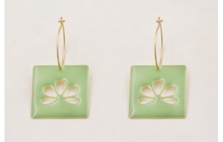 Pendientes aros medianos dorados mate con colgante