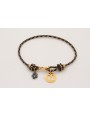Pulsera driza negra,dorada,gris con nudo falso mac
