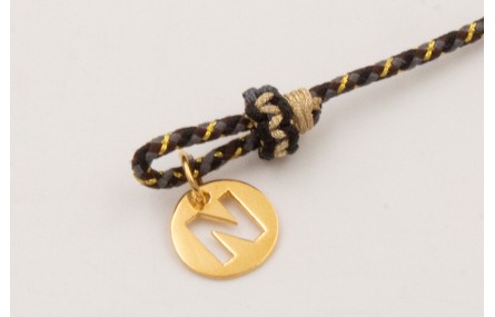Pulsera driza negra,dorada,gris con nudo falso mac