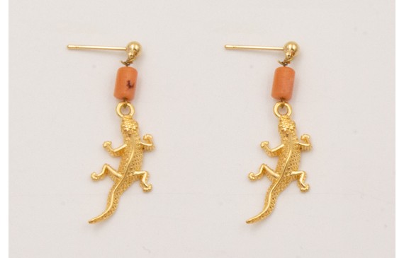 Pendientes  ORO-18K-3MICRAS perno bolita colgante 
