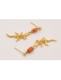 Pendientes  ORO-18K-3MICRAS perno bolita colgante 