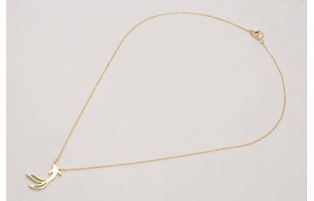 Collar ACERO cadena fina, pez de cola esmaltada ve