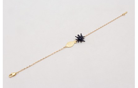 Pulsera cadena con pez dorado plano y estrella cor