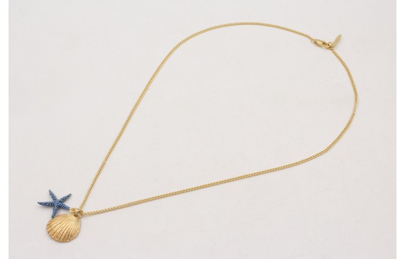 Collar cadena con concha dorada y estrella de mar 