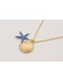 Collar cadena con concha dorada y estrella de mar 