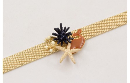 Pulsera malla estrella coral azul oscuro,ballena c