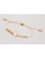 Pulsera nudo serpiente beige,nudo de macrame dorad