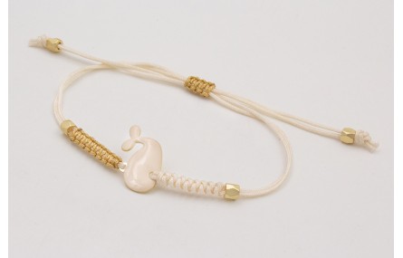 Pulsera nudo serpiente beige,nudo de macrame dorad