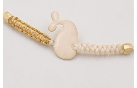 Pulsera nudo serpiente beige,nudo de macrame dorad