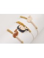 Pulsera nudo serpiente beige,nudo de macrame dorad