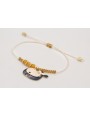 Pulsera macrame beige,nudo macrame dorado,ballena 