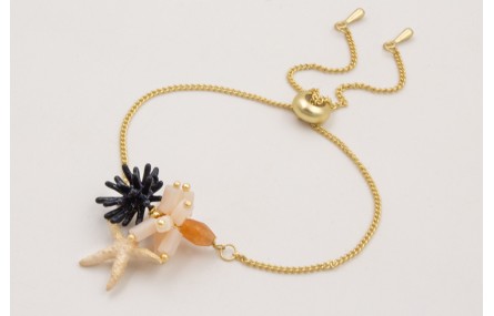 Pulsera regulable estrella coral azul oscuro,estre