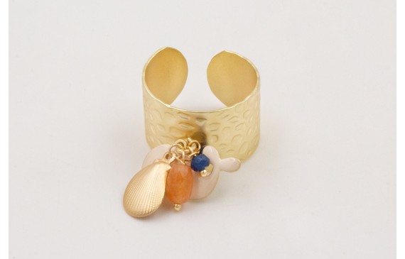 Anillo de arandela con ballena pequeña beige,mejil
