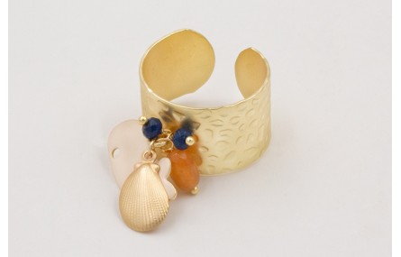 Anillo de arandela con ballena pequeña beige,mejil