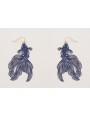 Pendientes gancho hippie con pez tropical azul osc