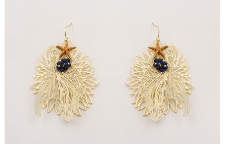 Pendientes gancho hippie,flor de loto,pez tropical