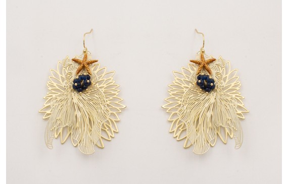 Pendientes gancho hippie,flor de loto,pez tropical