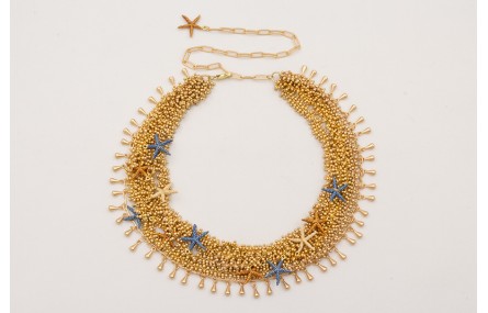 Collar cadena de bolas triple y cadena de pivotes 