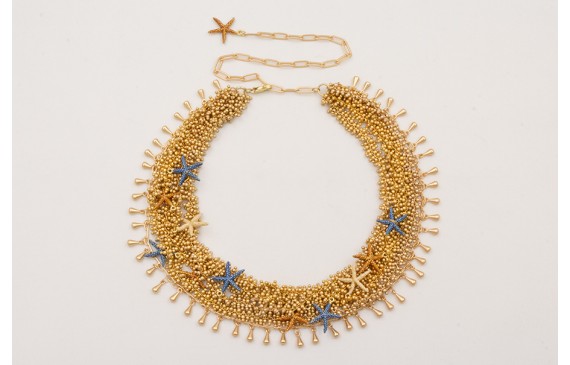 Collar cadena de bolas triple y cadena de pivotes 