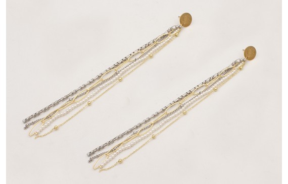 Pendientes ACERO de cadenas doradas y plateadas co