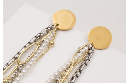 Pendientes ACERO de cadenas doradas y plateadas co