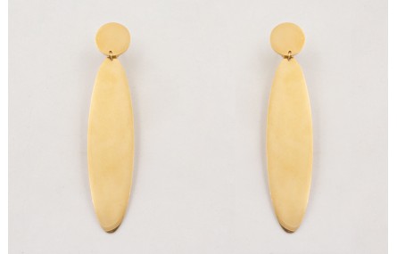 Pendientes ACERO perno redondo y ovalo dorado