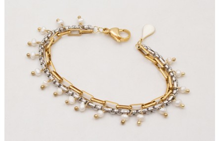 Pulsera ACERO cadena dorada rectangulos,cadena pla