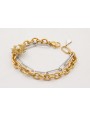 Pulsera doble de ACERO, cadena dorada eslabones re