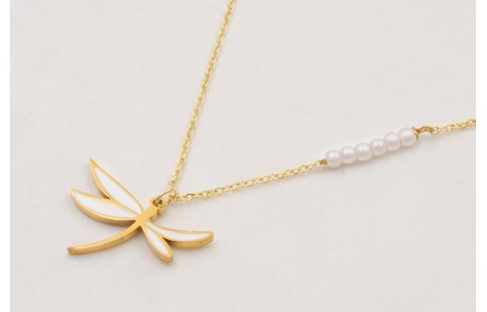 Collar solitario de ACERO con libelula esmaltada b