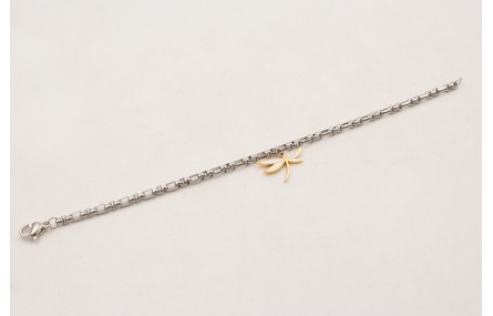 Pulsera cadena ACERO plateada eslabon tubular con 