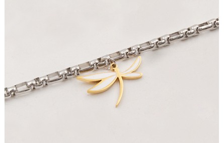 Pulsera cadena ACERO plateada eslabon tubular con 