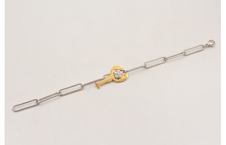 Pulsera cadena ACERO plateada eslabon alargado con