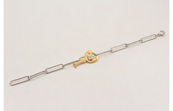 Pulsera cadena ACERO plateada eslabon alargado con