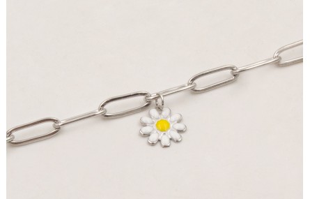 Pulsera cadena ACERO plateada eslabon pequeño con 