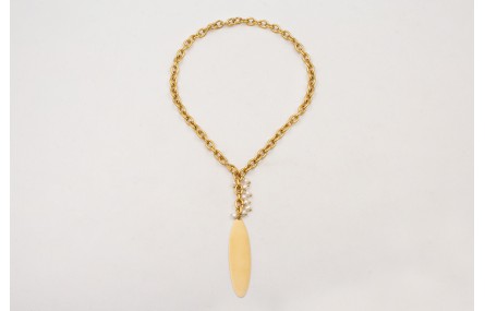 Collar ACERO cadena dorada eslabones redondos con 