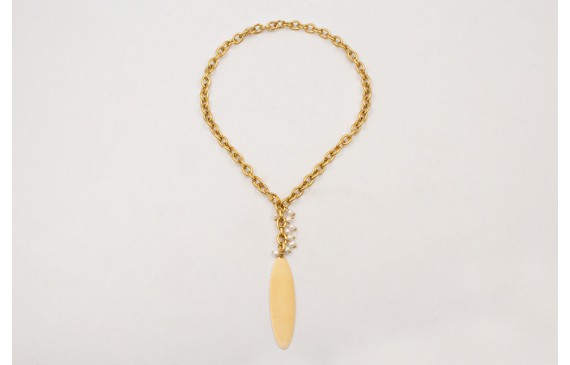 Collar ACERO cadena dorada eslabones redondos con 