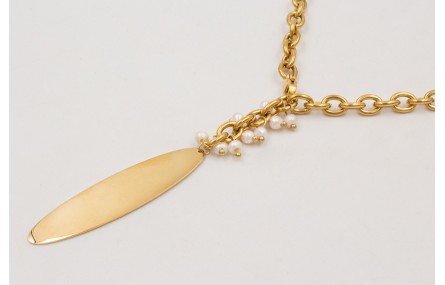 Collar ACERO cadena dorada eslabones redondos con 