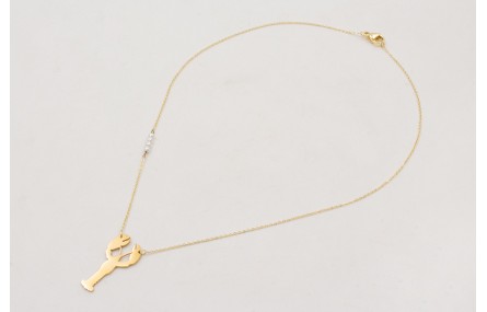 Collar solitario ACERO con langosta dorada y micro