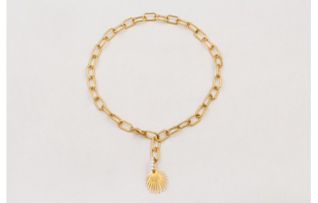 Collar ACERO cadena dorada eslabones,eslabon cosid