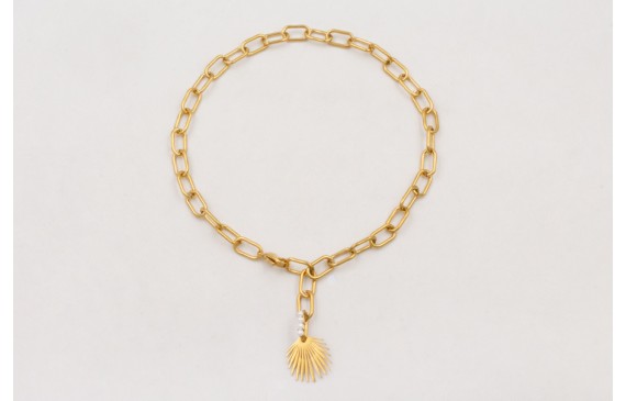 Collar ACERO cadena dorada eslabones,eslabon cosid