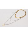 Collar triple ACERO con cadena corta dorada eslabo