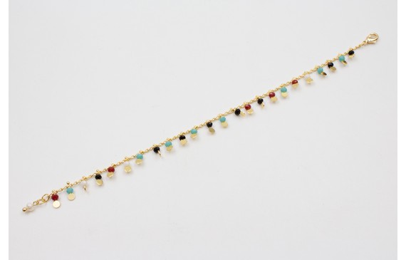 Pulsera de cadena chapitas doradas y piedras multi