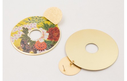 Pendientes perno semi disco satinado dorado mate c